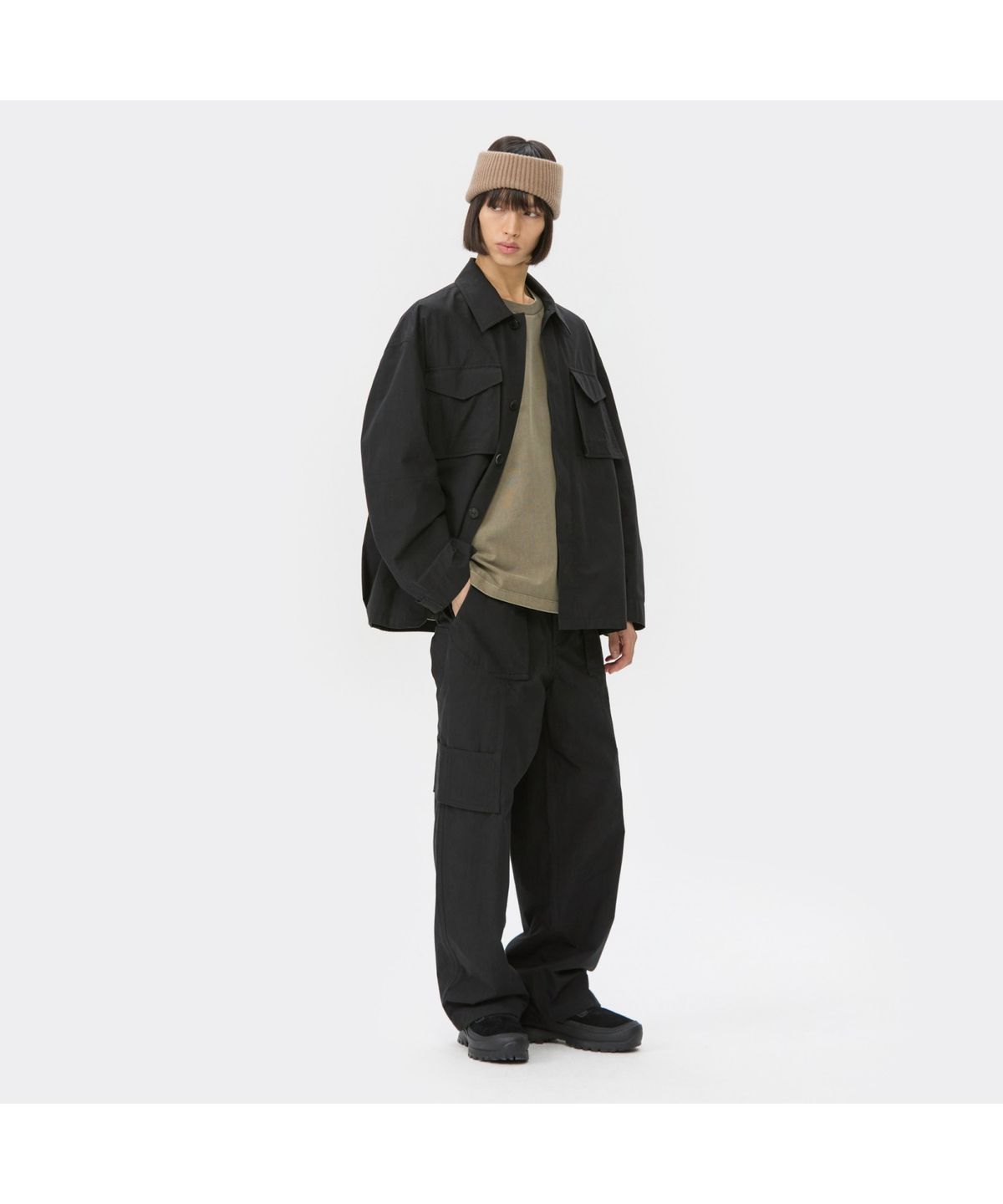 커스텀멜로우(CUSTOMELLOW) Black Cotton Pocket Outer Shirt CWSAW25305BKX