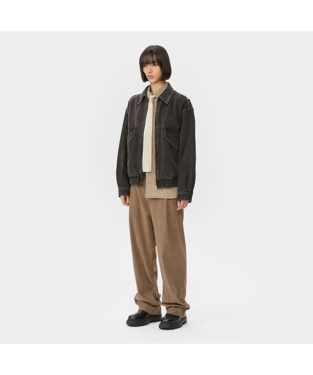 커스텀멜로우(CUSTOMELLOW) Brown Denim Detroit Jacket CWUAA25511BKX