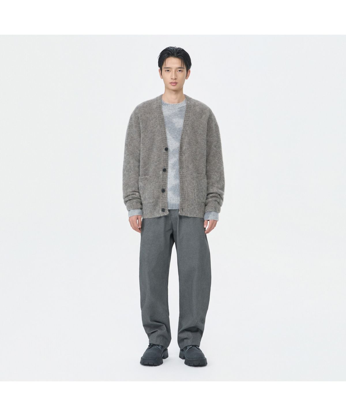 커스텀멜로우(CUSTOMELLOW) Grey Mohair Cardigan CWWAW25702GYX