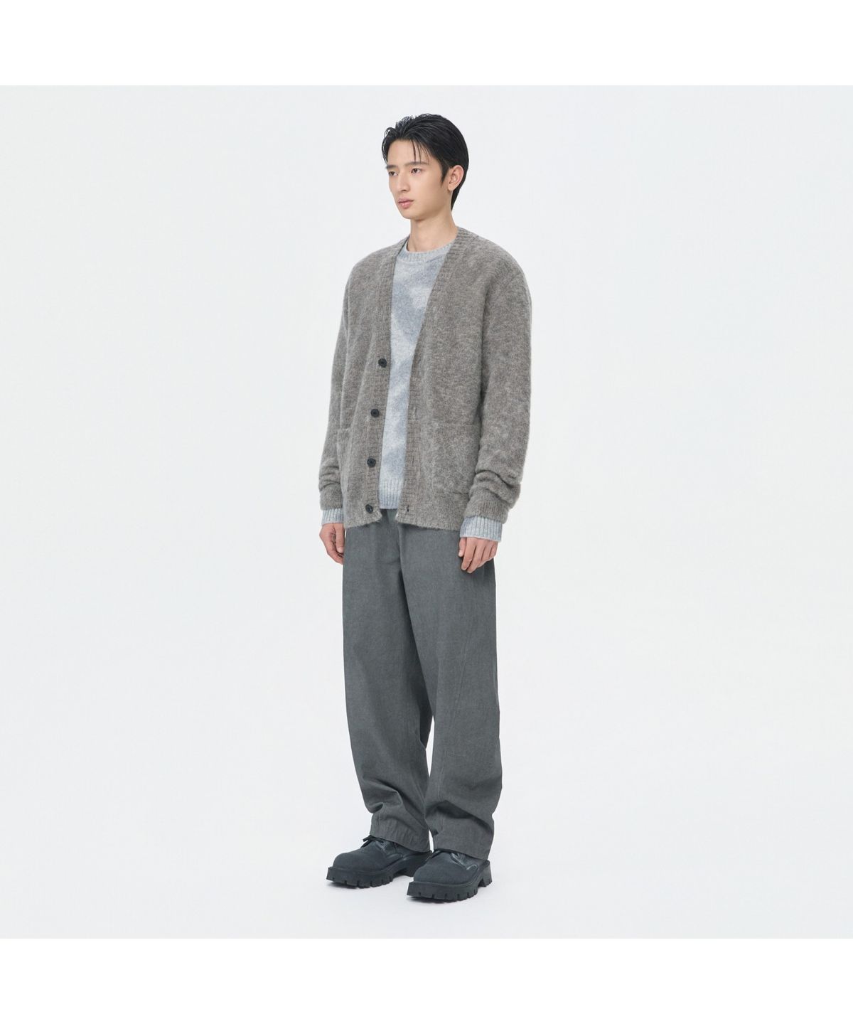 커스텀멜로우(CUSTOMELLOW) Grey Mohair Cardigan CWWAW25702GYX