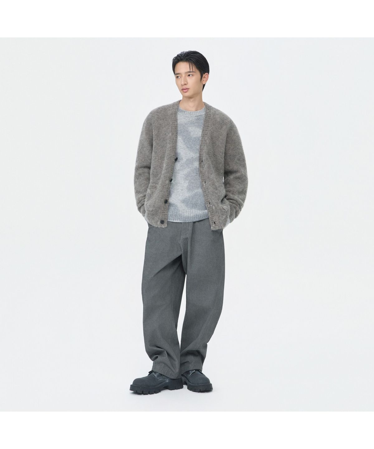커스텀멜로우(CUSTOMELLOW) Grey Mohair Cardigan CWWAW25702GYX