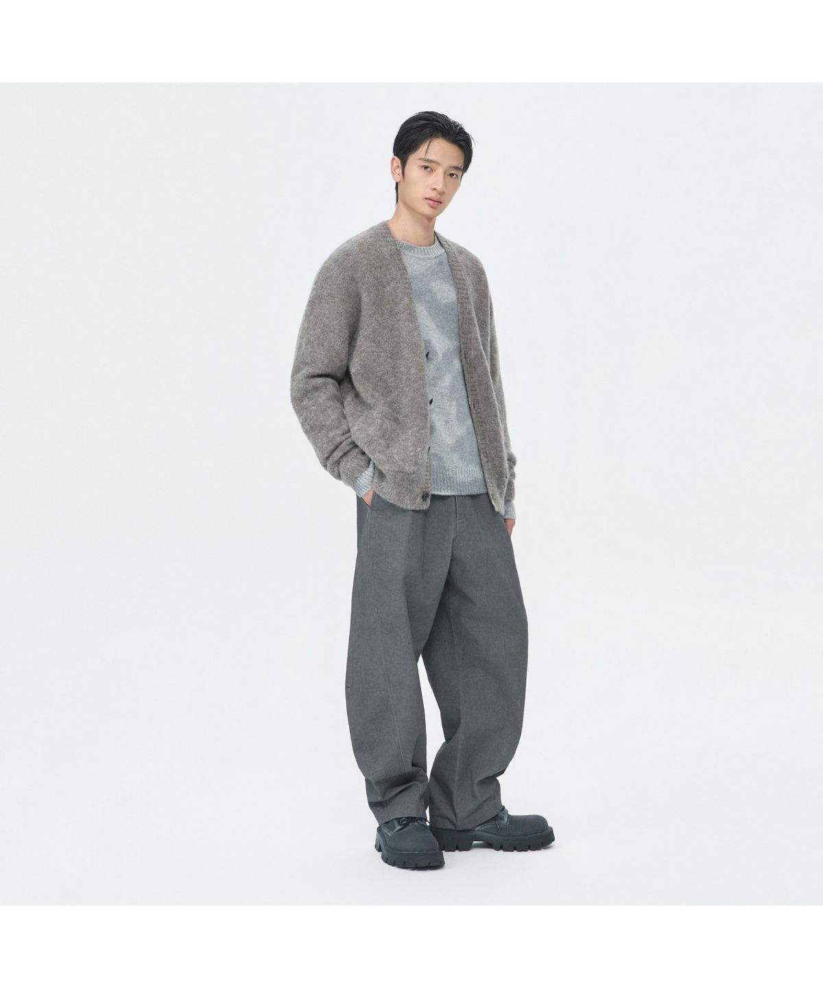 커스텀멜로우(CUSTOMELLOW) Grey Mohair Cardigan CWWAW25702GYX