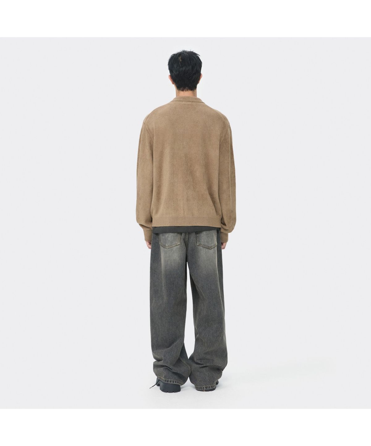 커스텀멜로우(CUSTOMELLOW) Brown Chenille Collar Cardigan CWWAW25712BRX