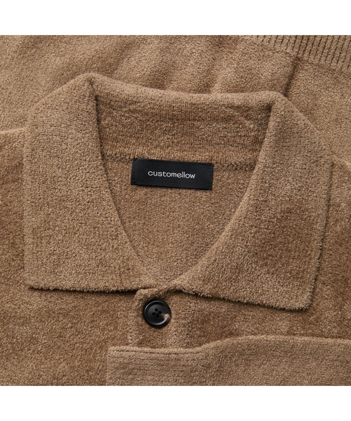 커스텀멜로우(CUSTOMELLOW) Brown Chenille Collar Cardigan CWWAW25712BRX