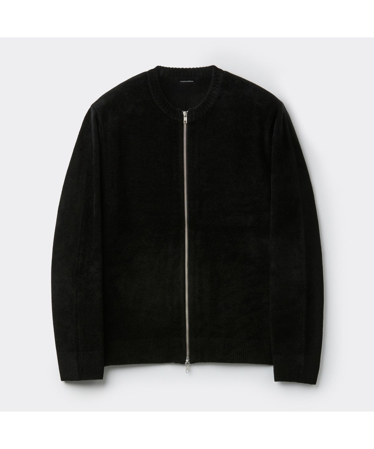 커스텀멜로우(CUSTOMELLOW) Black Chenille Round Zip Cardigan CWWAW25713BKX