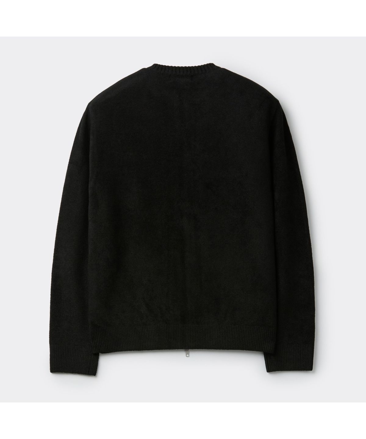 커스텀멜로우(CUSTOMELLOW) Black Chenille Round Zip Cardigan CWWAW25713BKX