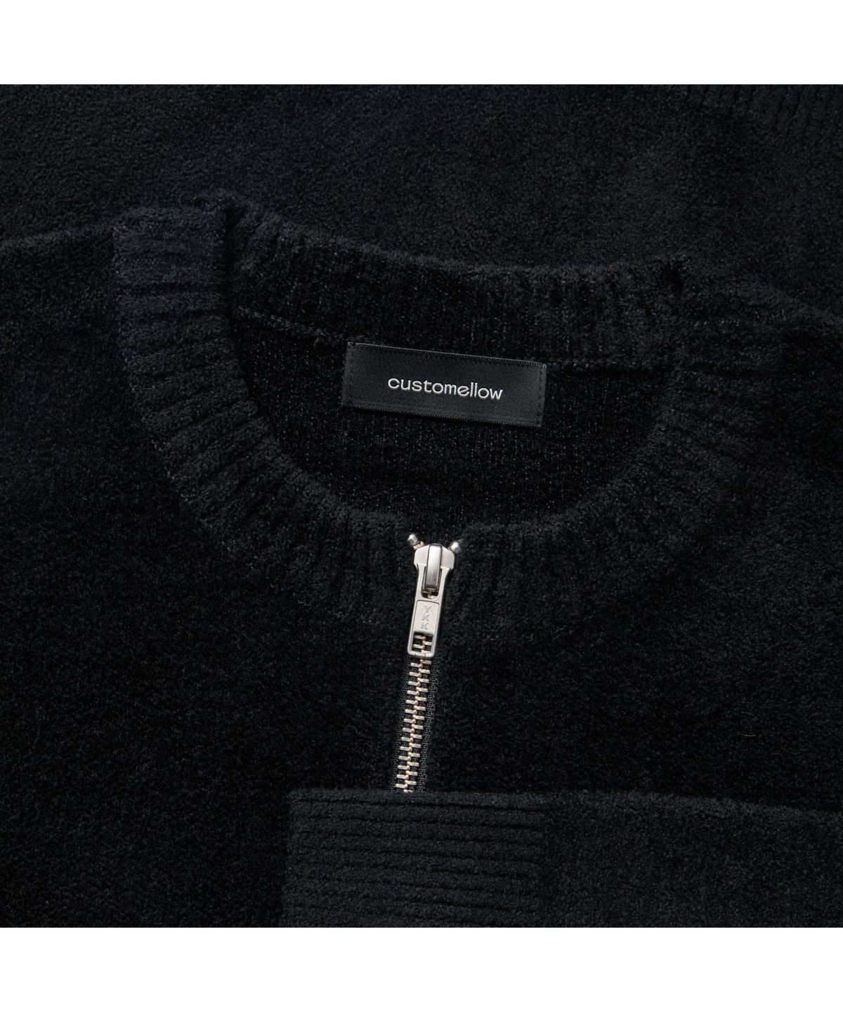 커스텀멜로우(CUSTOMELLOW) Black Chenille Round Zip Cardigan CWWAW25713BKX