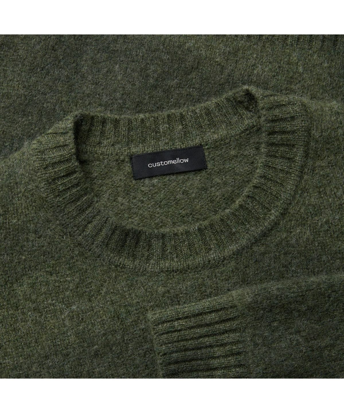 커스텀멜로우(CUSTOMELLOW) Green Stain Printed Round Neck Sweater CWWAW25803GRX
