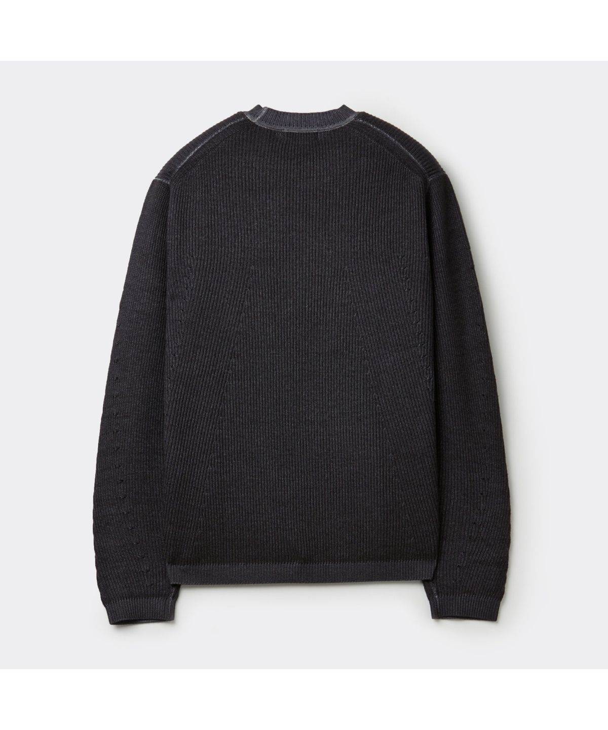 커스텀멜로우(CUSTOMELLOW) Black Garment Dyed Round Neck Sweater CWWAW25804BKX