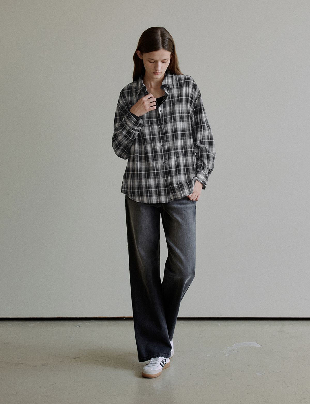 더엘로(THEELO) 2-way check shirt (Black)