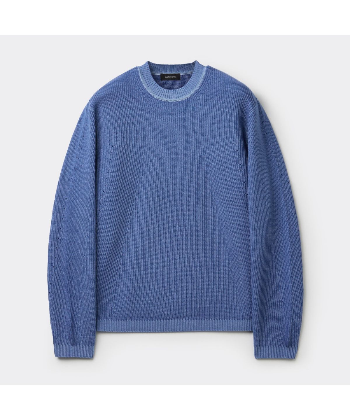 커스텀멜로우(CUSTOMELLOW) Blue Garment Dyed Round Neck Sweater CWWAW25804BUX