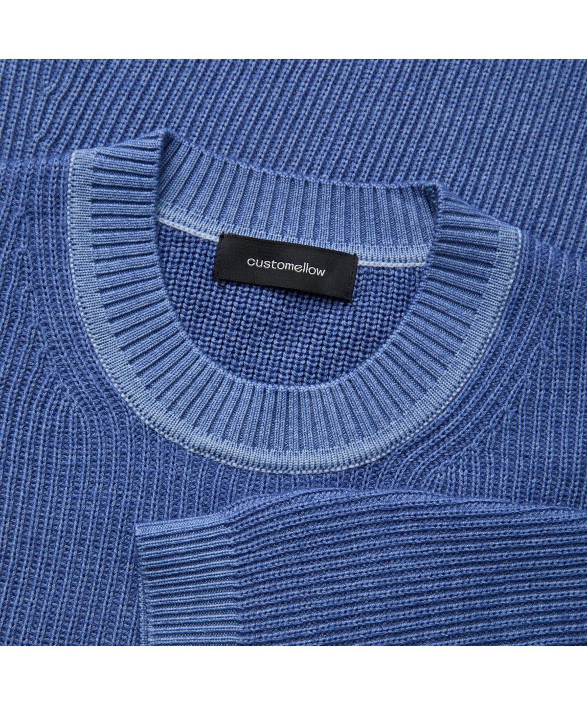 커스텀멜로우(CUSTOMELLOW) Blue Garment Dyed Round Neck Sweater CWWAW25804BUX