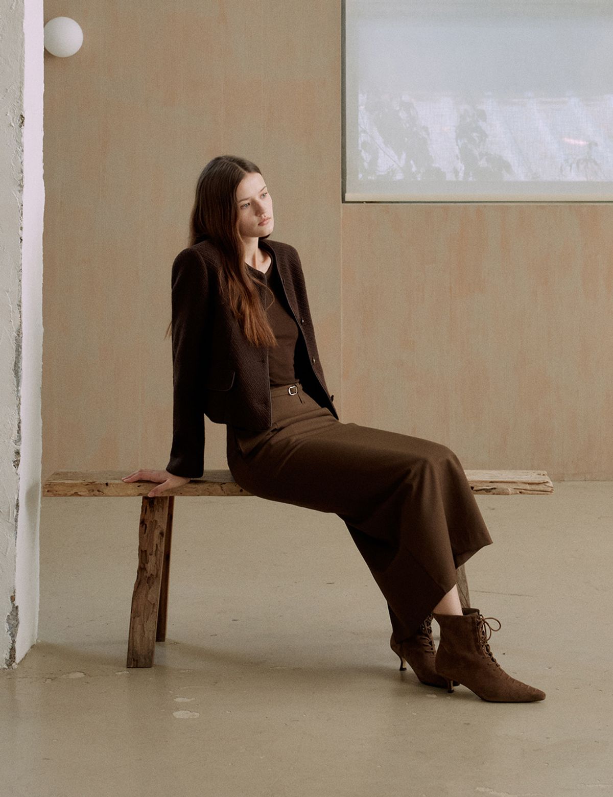 더엘로(THEELO) Belted Skirt (Brown)