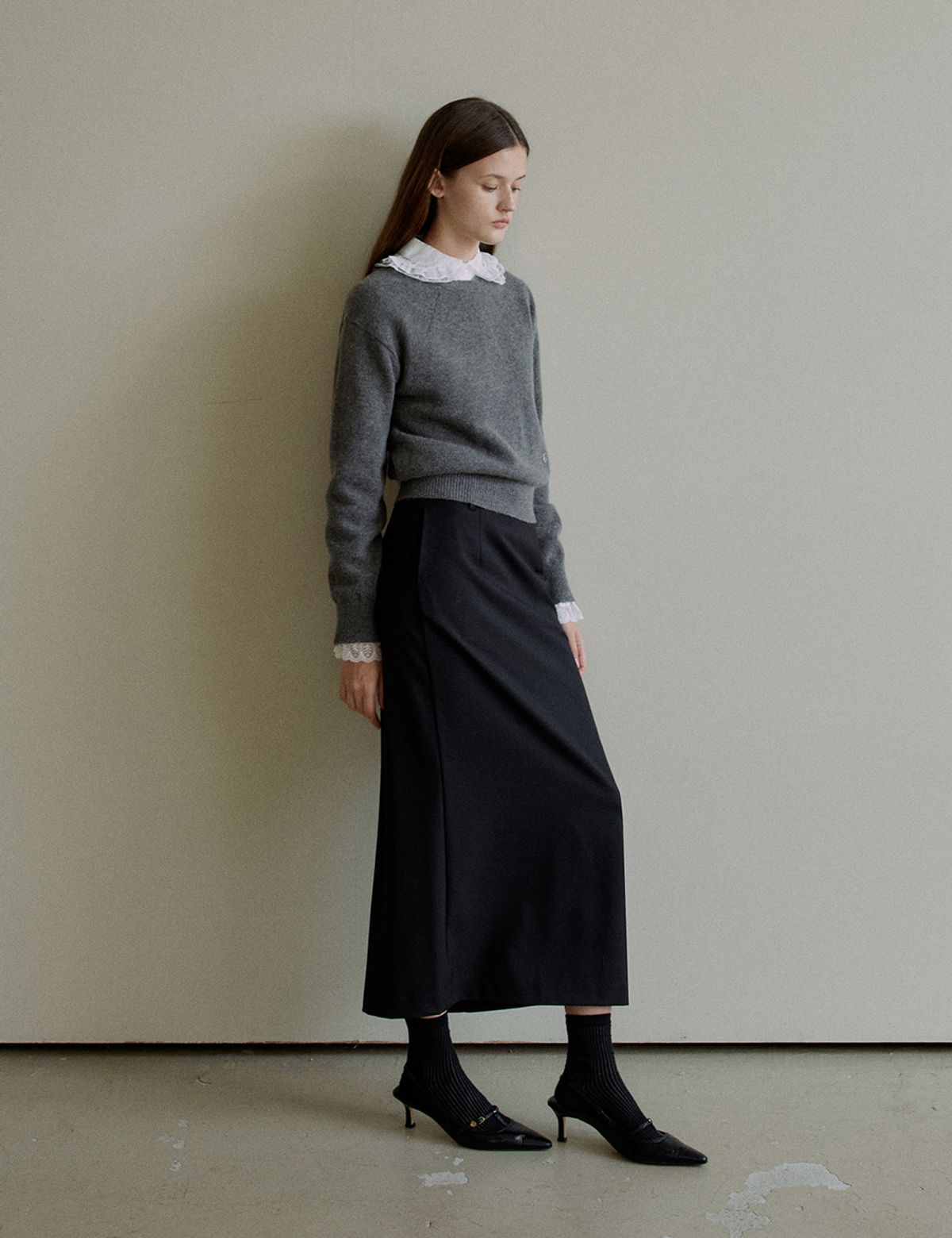 더엘로(THEELO) Belted skirt (Black)