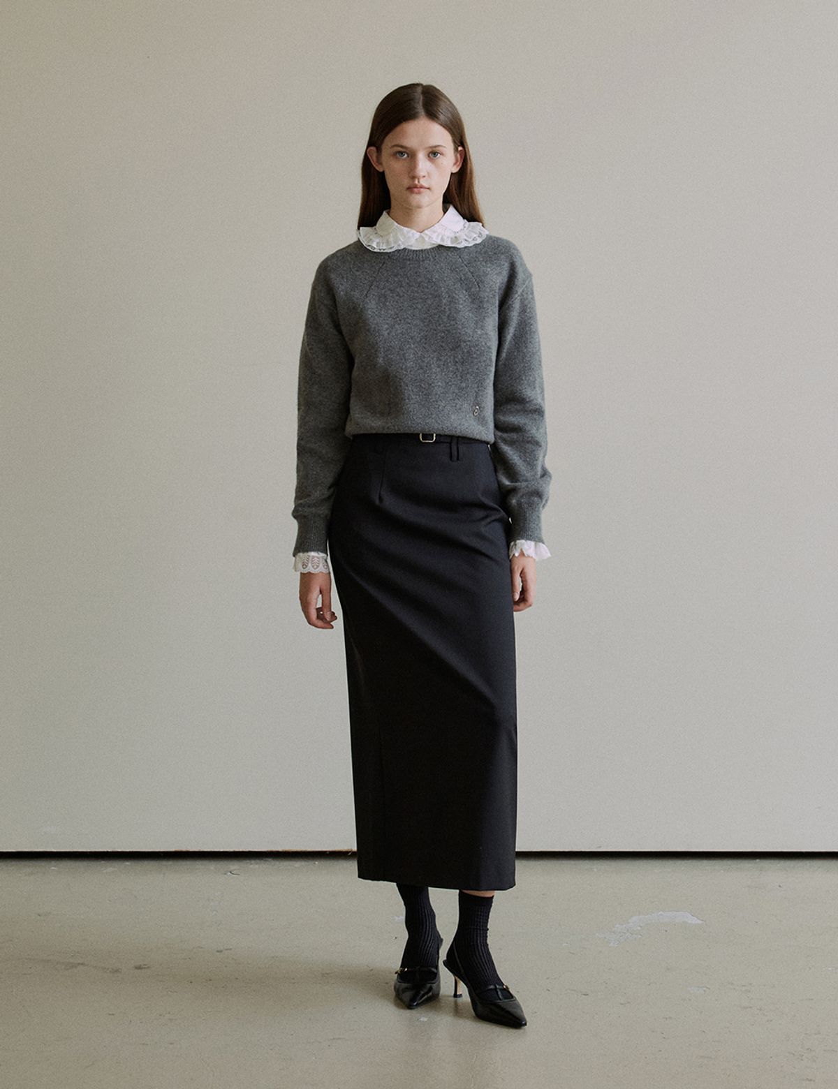 더엘로(THEELO) Belted skirt (Black)