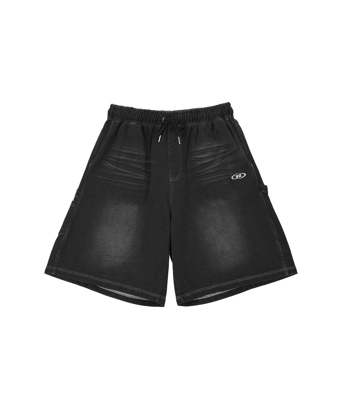 본투윈(BORN TO WIN) DENIM LIKE CARPENTER BERMUDA PANTS [BLACK DENIM]