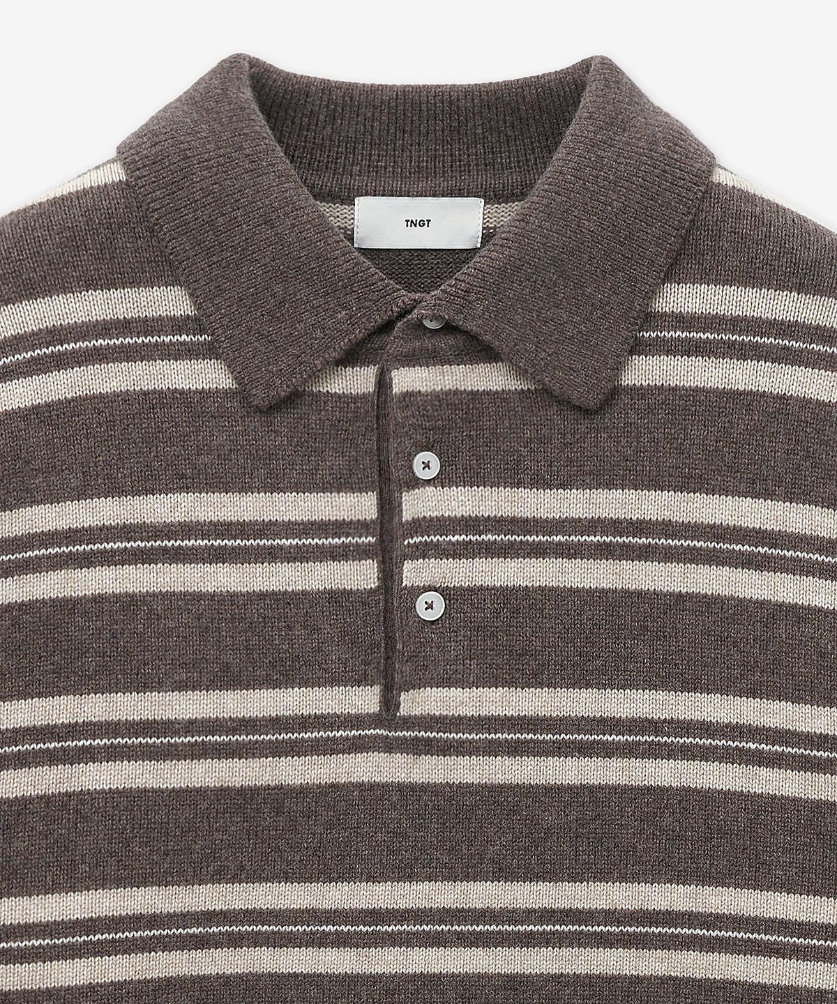 티엔지티(TNGT) Oversized Stripe Polo Knit Top (Brown) TNSW5F112W2