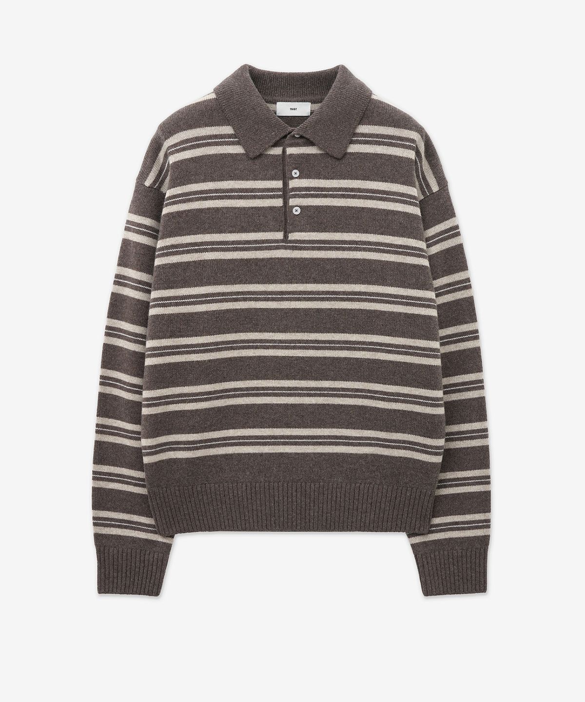 티엔지티(TNGT) Oversized Stripe Polo Knit Top (Brown) TNSW5F112W2