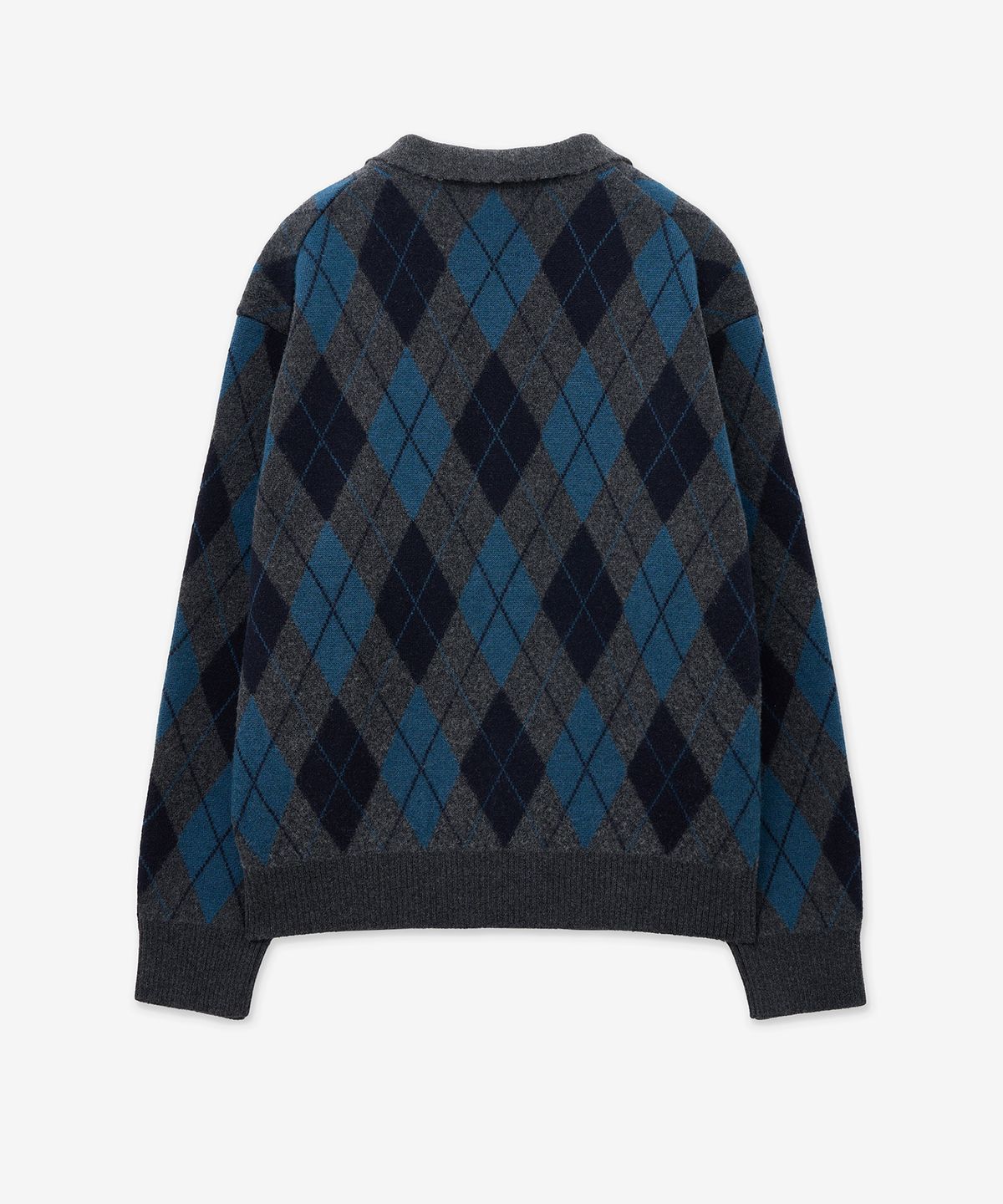 티엔지티(TNGT) Wool Blend Argyle Polo Cardigan (Dark Grey) TNSW5F104G2