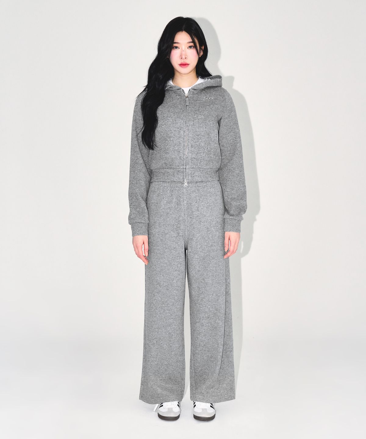 본투윈(BORN TO WIN) W KNIT LIKE SEMI WIDE PANTS [MELANGE GREY]