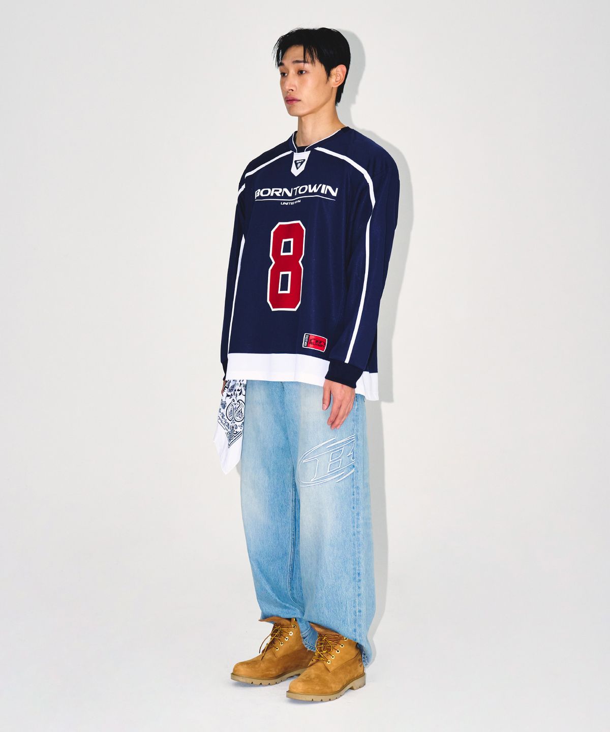 본투윈(BORN TO WIN) LINE TAPING RUGBY LONG SLEEVE [NAVY]