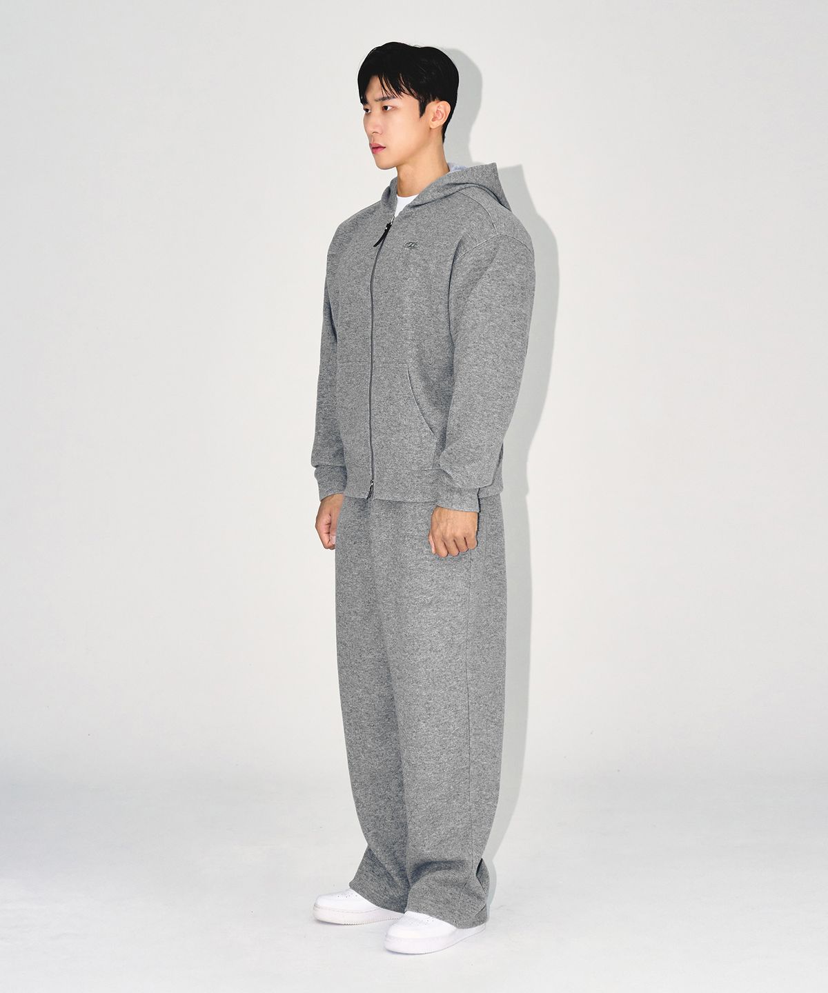 본투윈(BORN TO WIN) KNIT LIKE WIDE PANTS [MELANGE GREY]