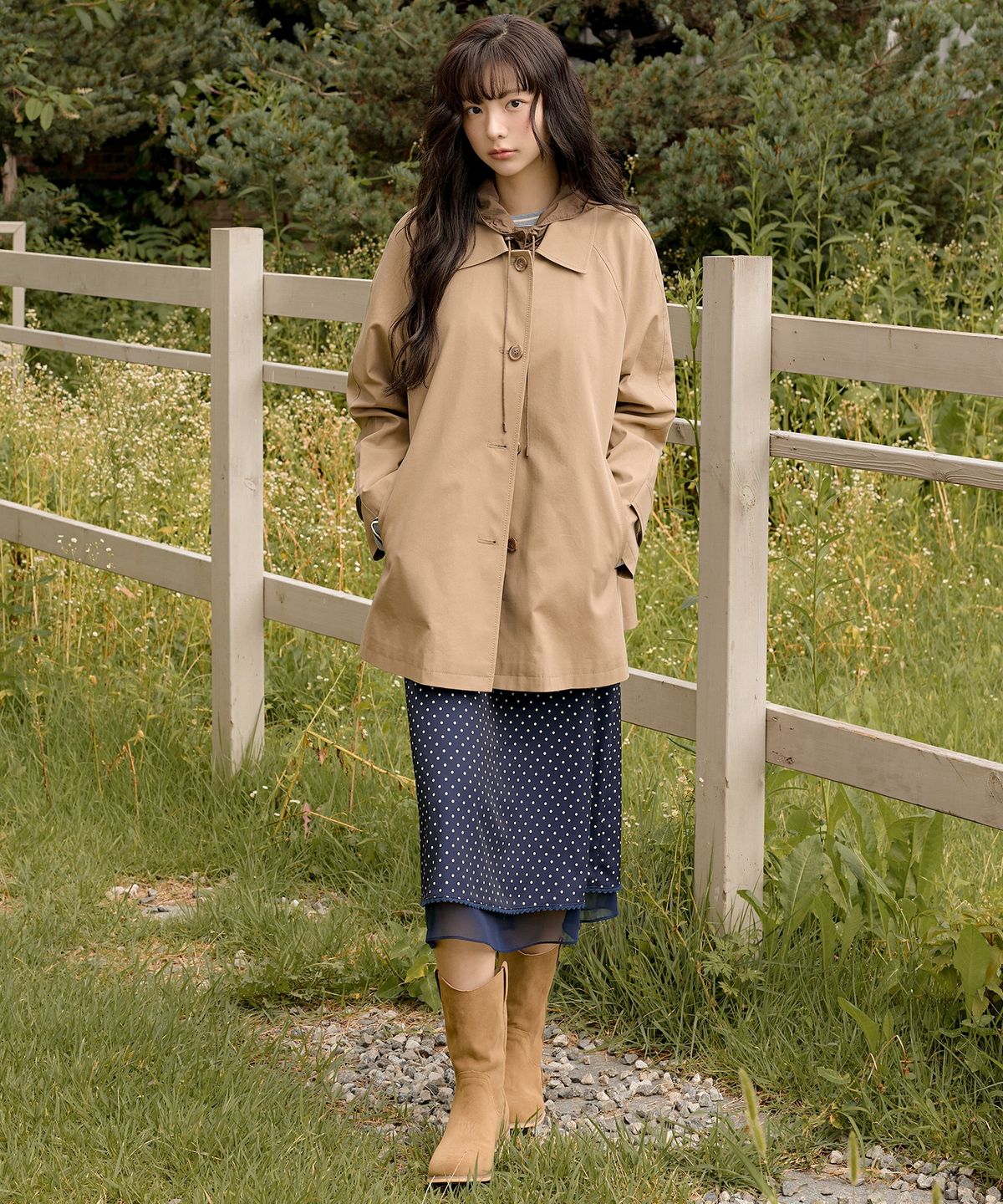 올리브 데 올리브(OLIVE DES OLIVE) 세미A라인 도트 스커트 OE5AS8130
