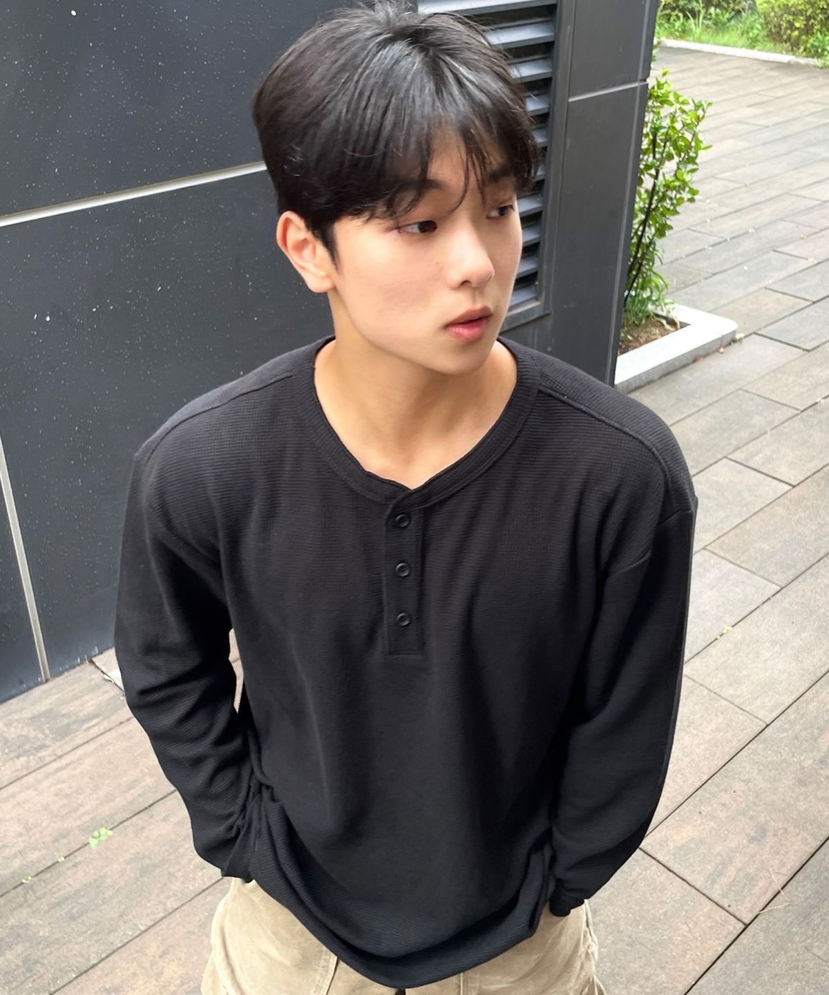마인드브릿지(MINDBRIDGE) 와플 헨리넥 데일리 티셔츠 - 3color
