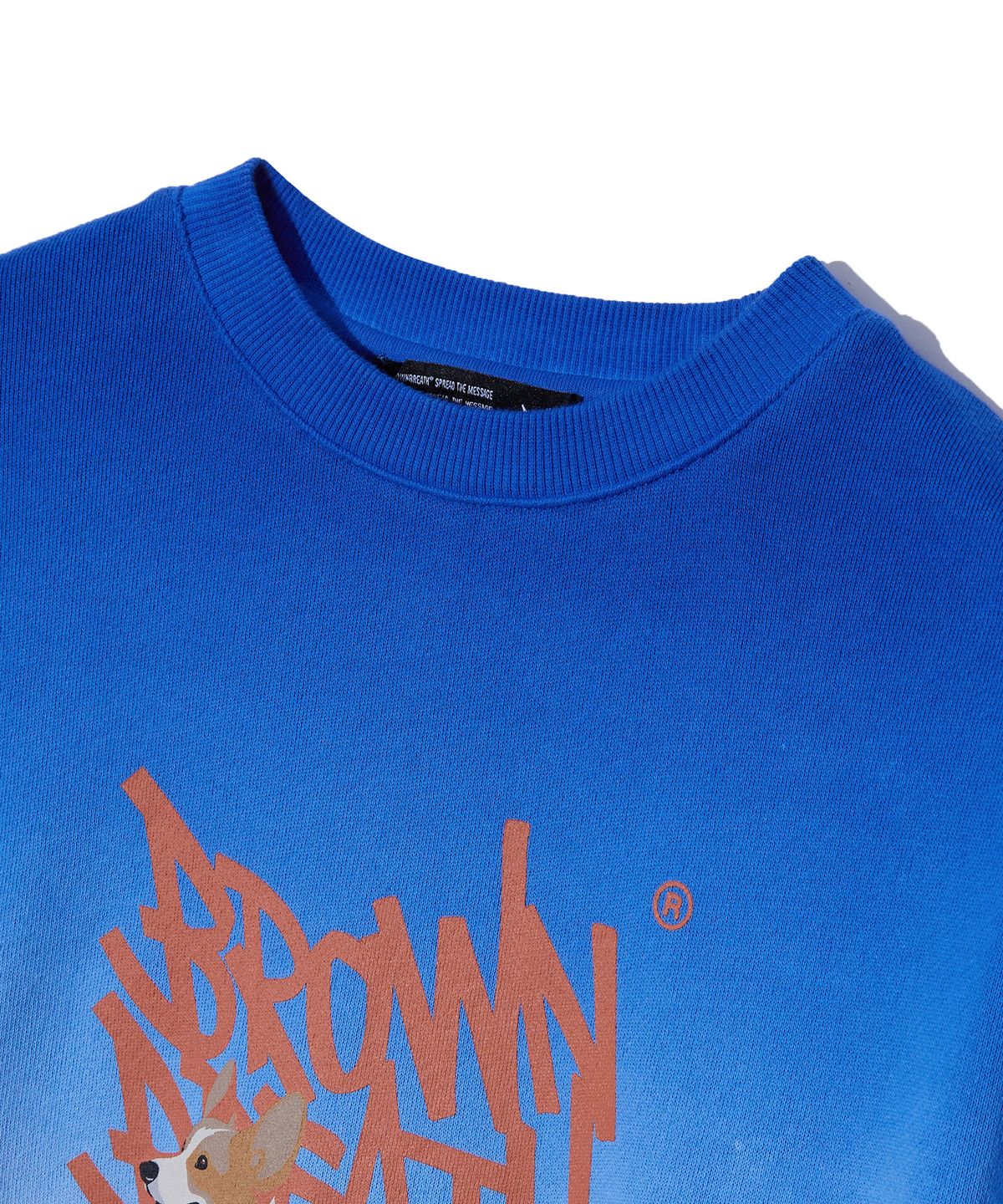 브라운브레스 키즈(BROWNBREATH KIDS) KIDS PIGMENT WAITING TAG CREWNECK - BLUE