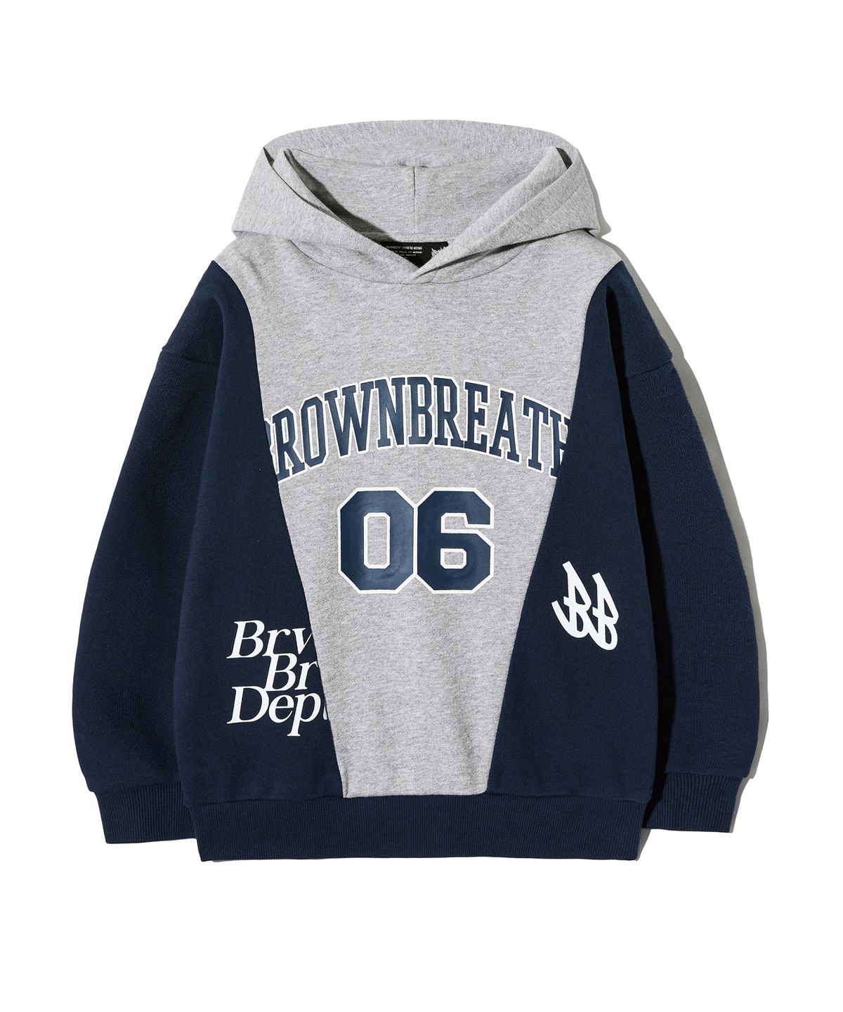 브라운브레스 키즈(BROWNBREATH KIDS) KIDS COLOR BLOCK HOODIE - M/GREY