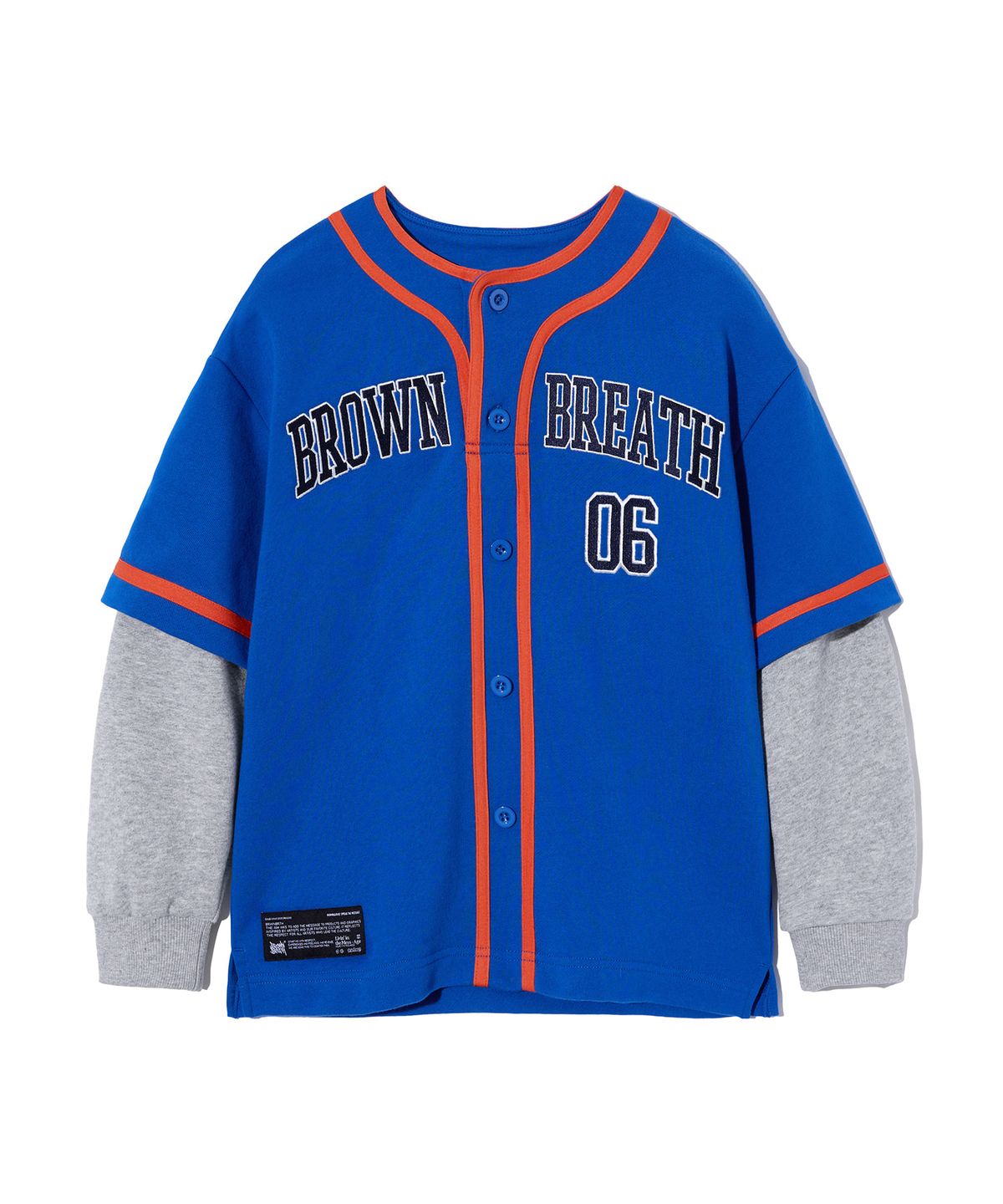 브라운브레스 키즈(BROWNBREATH KIDS) KIDS BASEBALL LAYERED CREWNECK - BLUE
