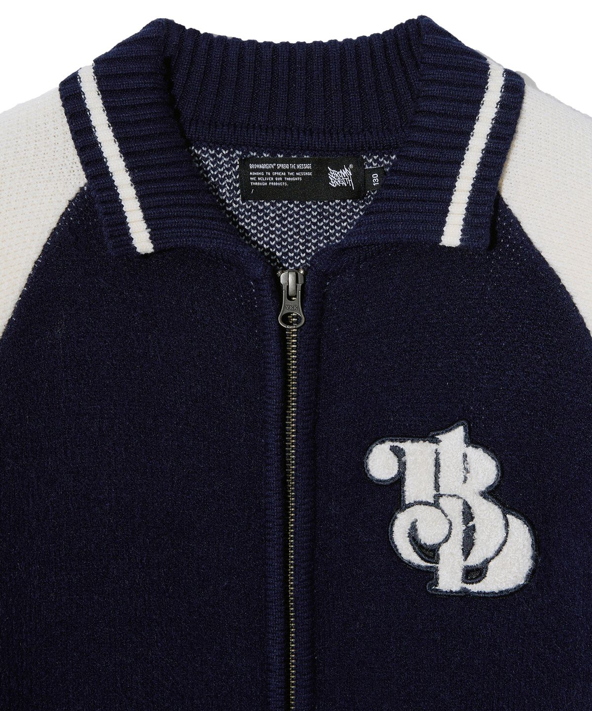 브라운브레스 키즈(BROWNBREATH KIDS) KIDS BASEBALL KNIT ZIP UP - NAVY