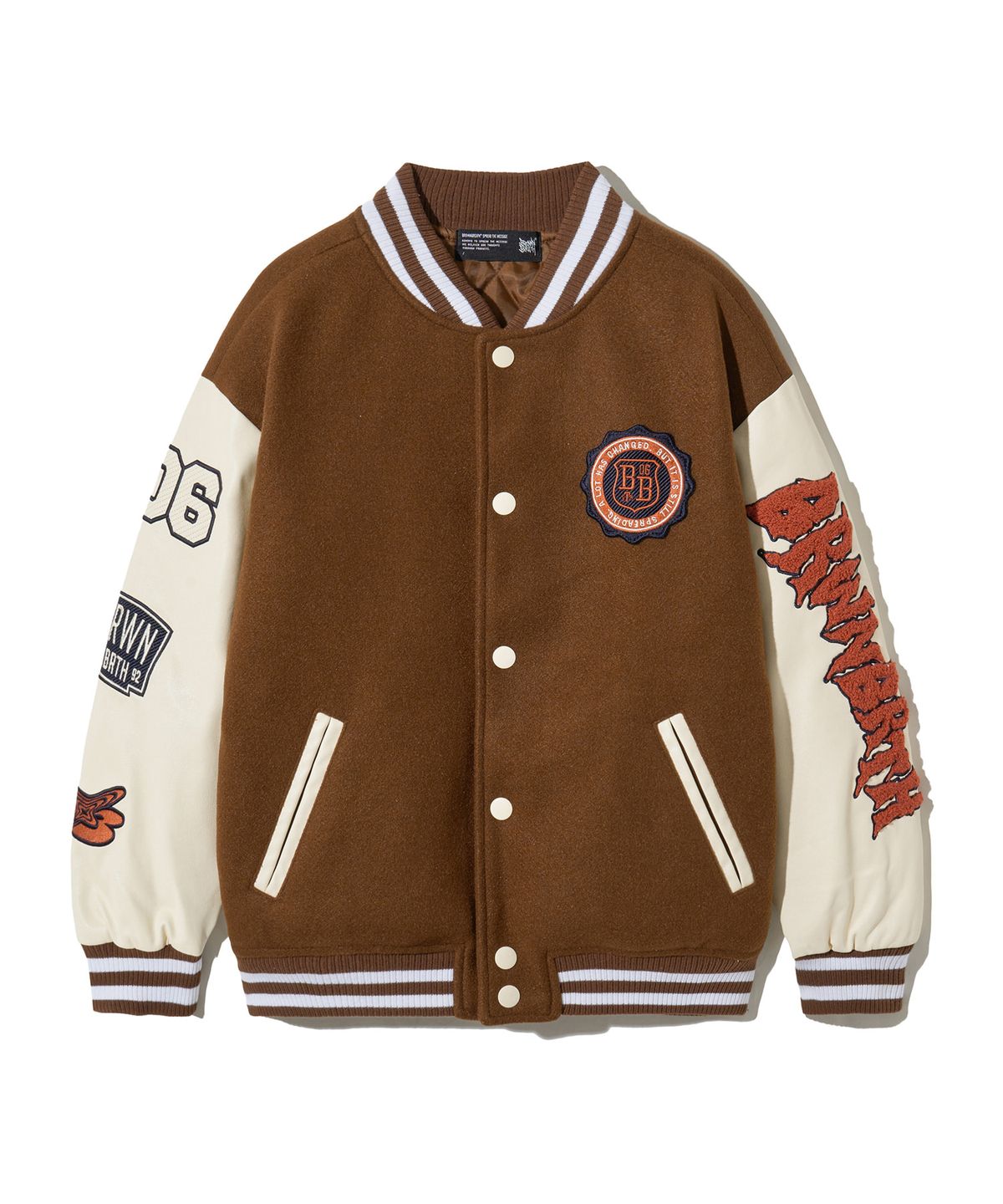 브라운브레스 키즈(BROWNBREATH KIDS) KIDS BB PATCHES VARSITY JACKET - BROWN