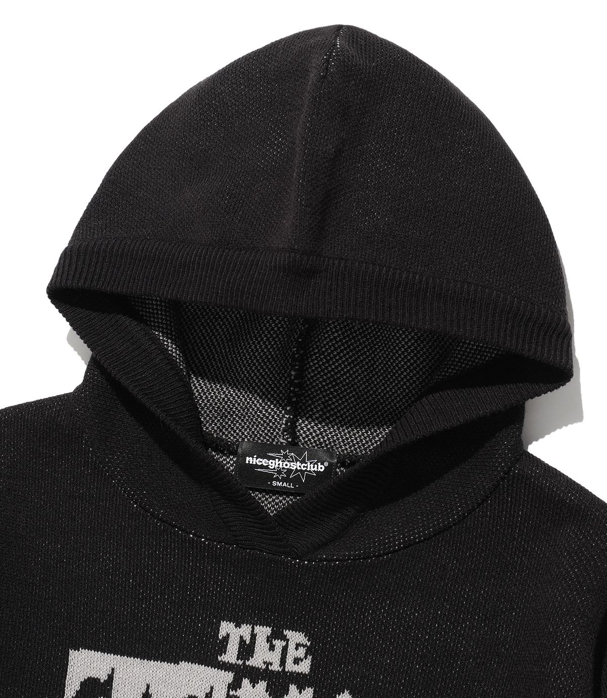 나이스고스트클럽(NICEGHOSTCLUB) GG FLAG HOODIE KNIT_BLACK(NG2FFFK690A)