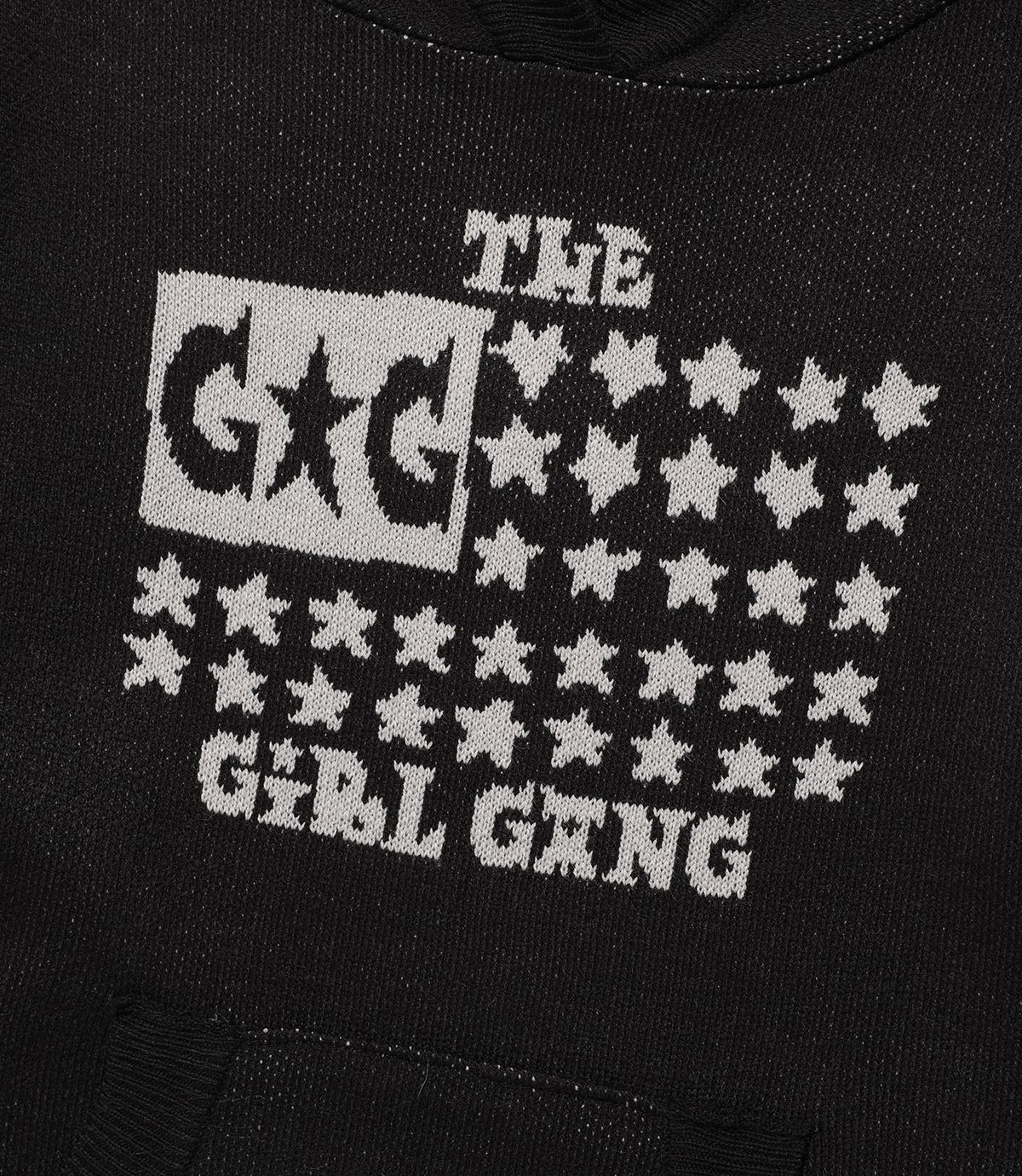 나이스고스트클럽(NICEGHOSTCLUB) GG FLAG HOODIE KNIT_BLACK(NG2FFFK690A)