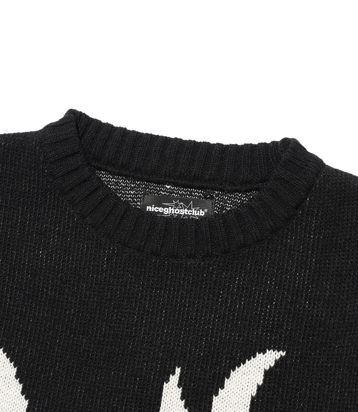 나이스고스트클럽(NICEGHOSTCLUB) GIRL GANG EYES FRINGED KNIT_BLACK(NG2FFUK602A)