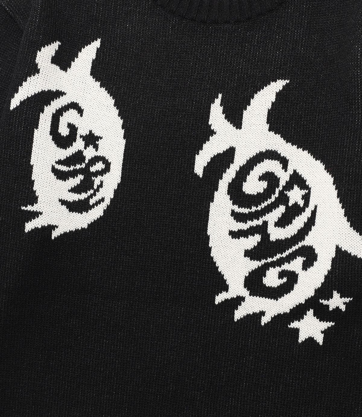 나이스고스트클럽(NICEGHOSTCLUB) GIRL GANG EYES FRINGED KNIT_BLACK(NG2FFUK602A)
