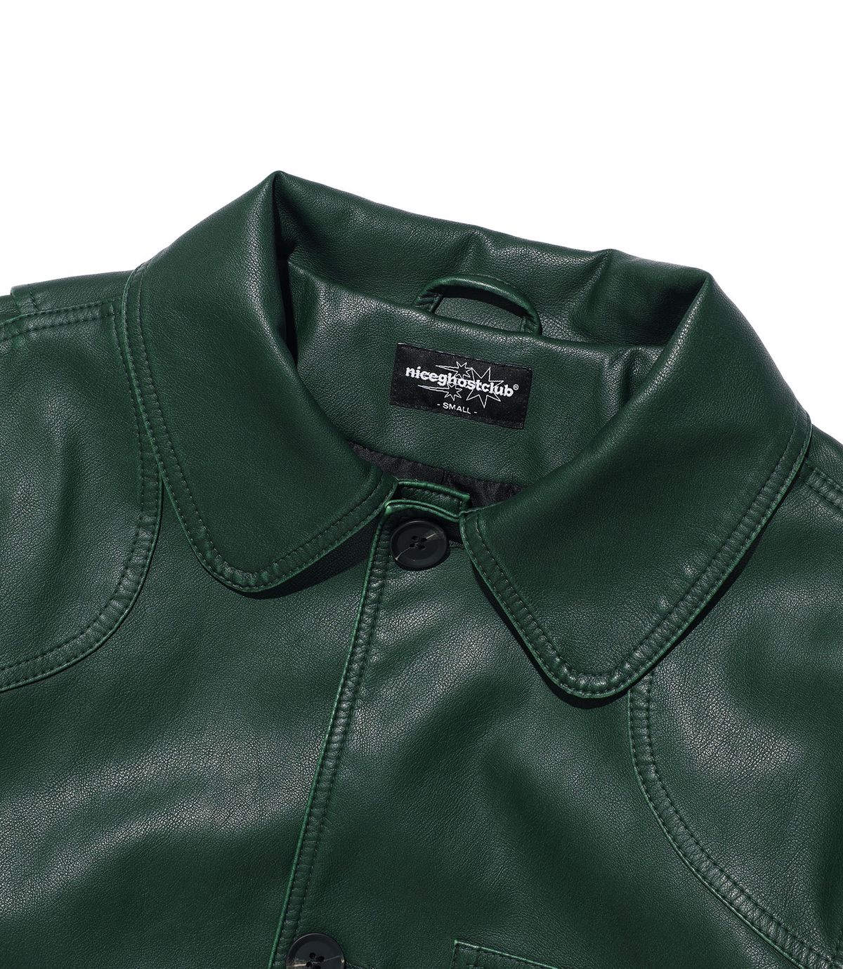 나이스고스트클럽(NICEGHOSTCLUB) PU LEATHER WORK CAR COAT_GREEN(NG2FFUB840A)