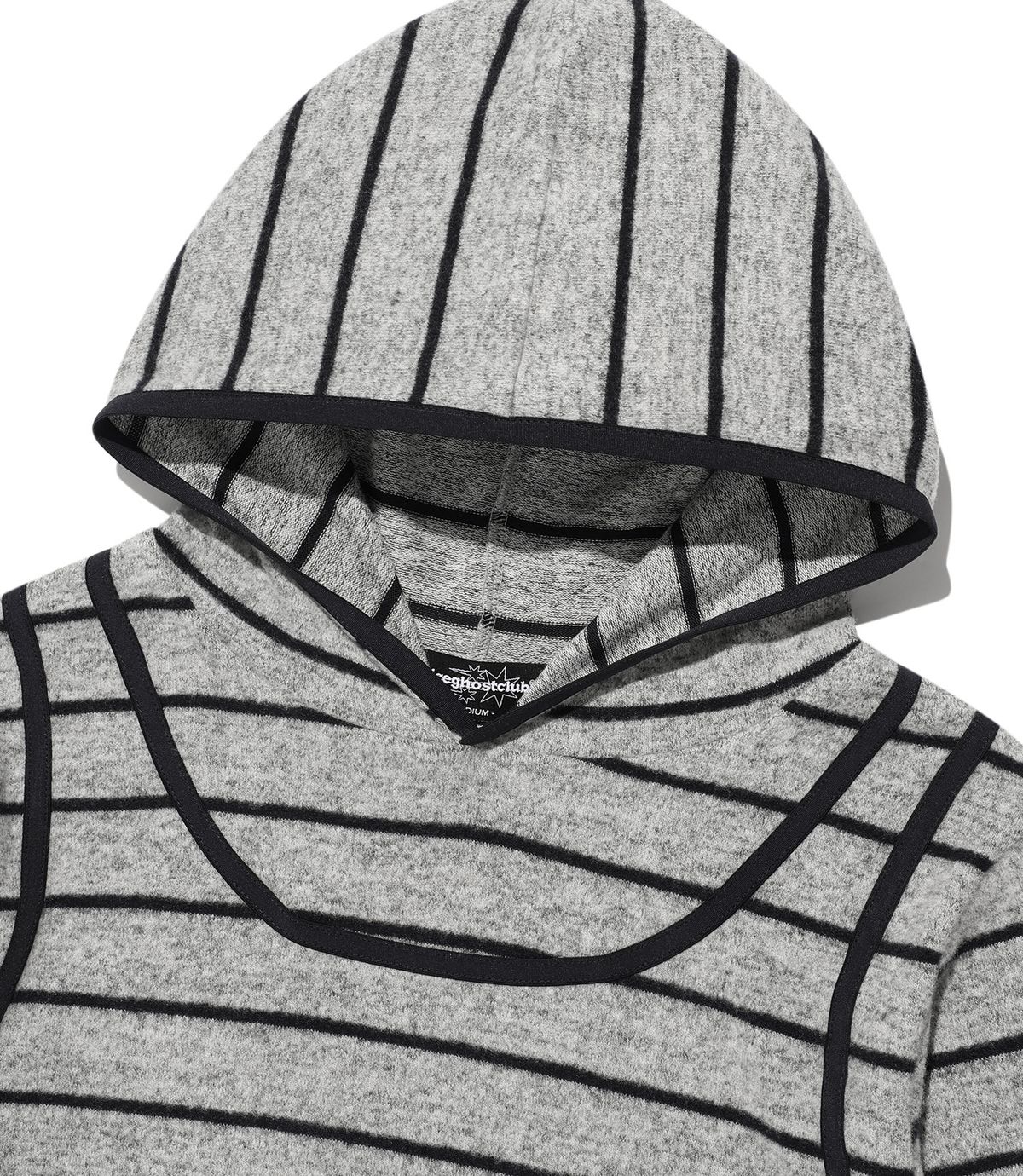 나이스고스트클럽(NICEGHOSTCLUB) STRIPE SLEEVELESS HOODIE_GREY(NG2FFFM401A)
