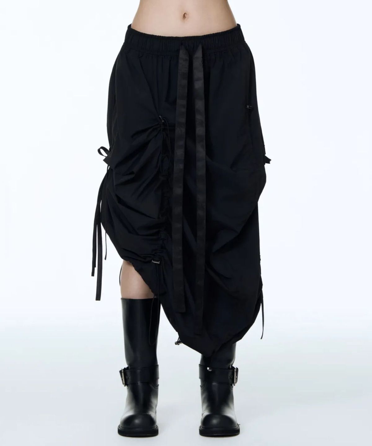 칠 하나 투 구육(71TO96) Girdle String Skirt (Black)