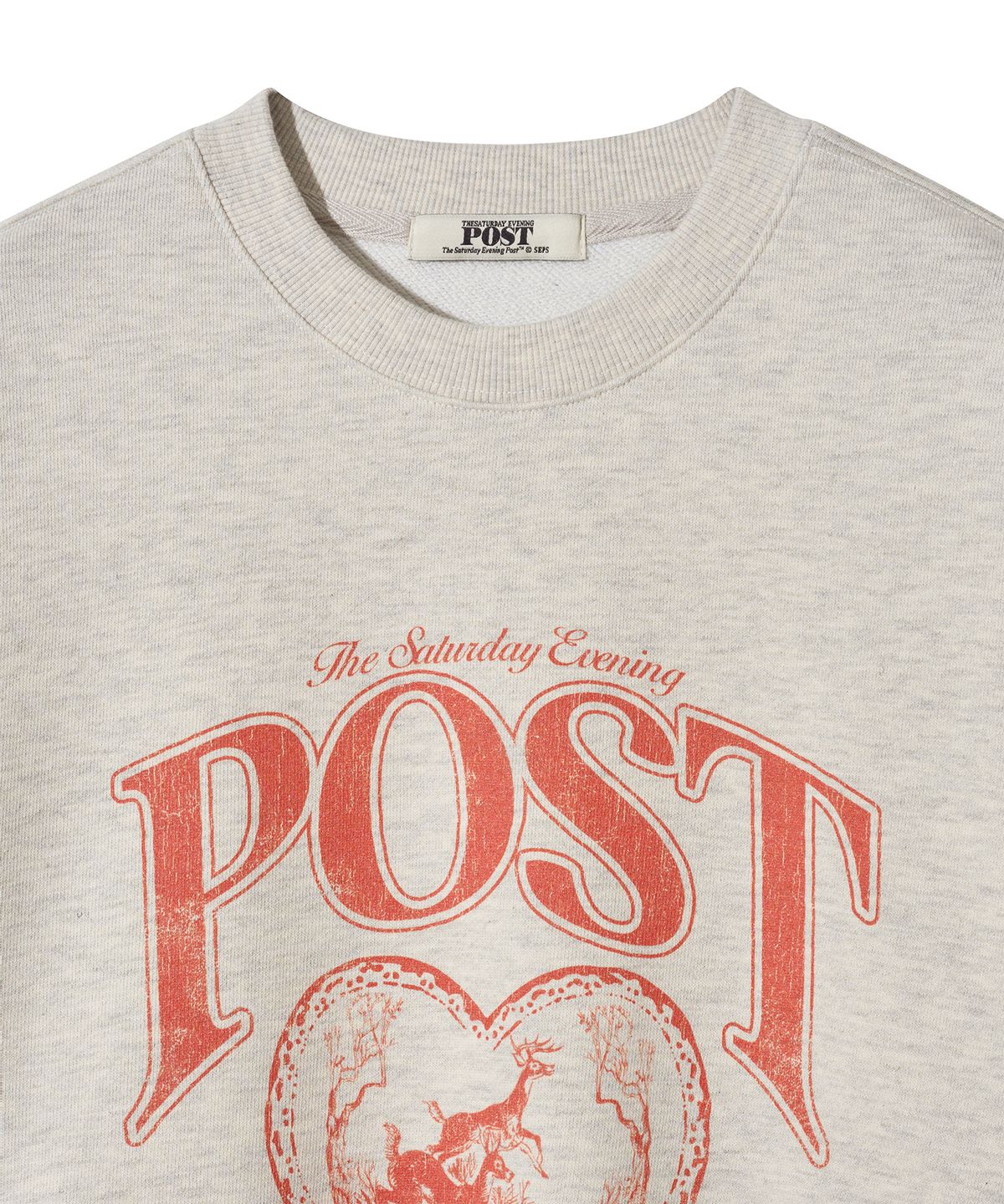 더 새터데이 이브닝 포스트(THE SATURDAY EVENING POST) Deer Heart Graphic Sweat Shirt Oatmeal