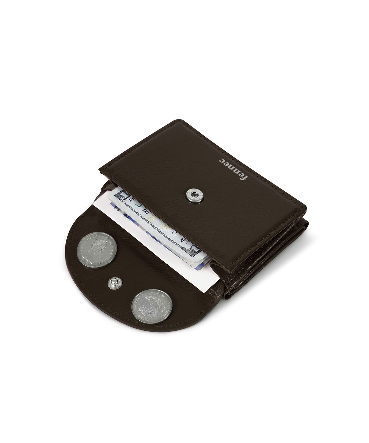 페넥(FENNEC) CRINKLE HALFMOON MINI WALLET - ESPRESSO