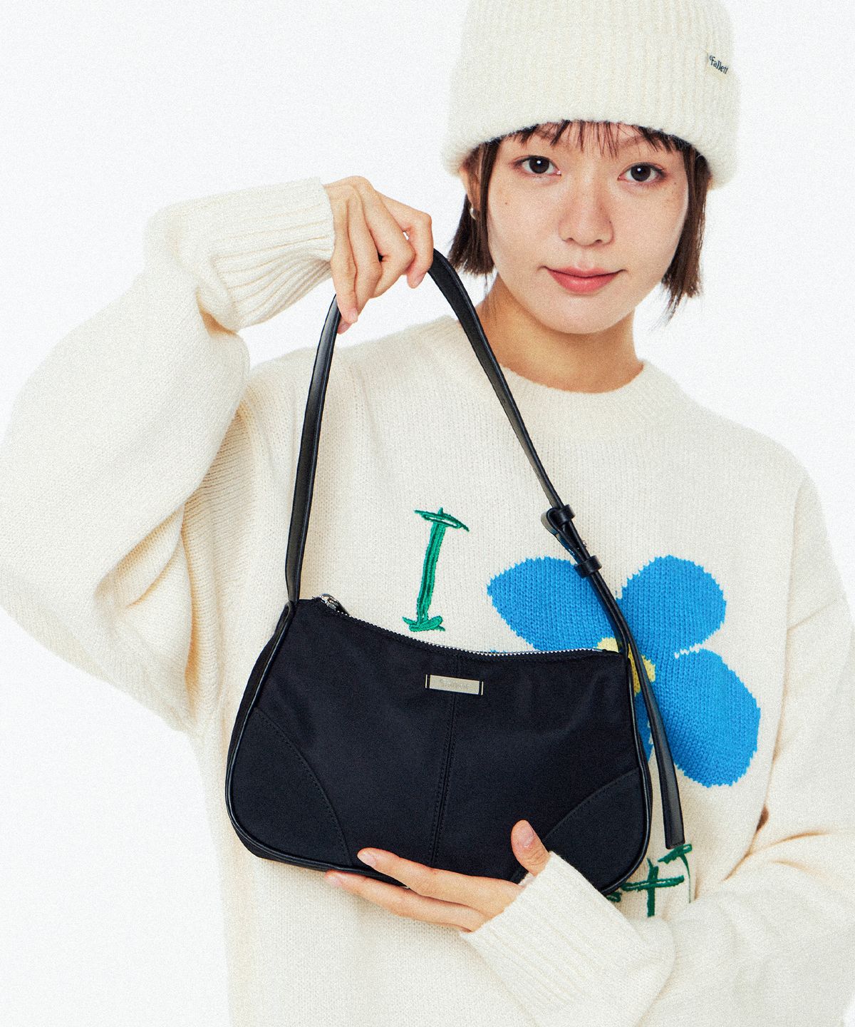 팔렛(FALLETT) 나일론 호보백 블랙