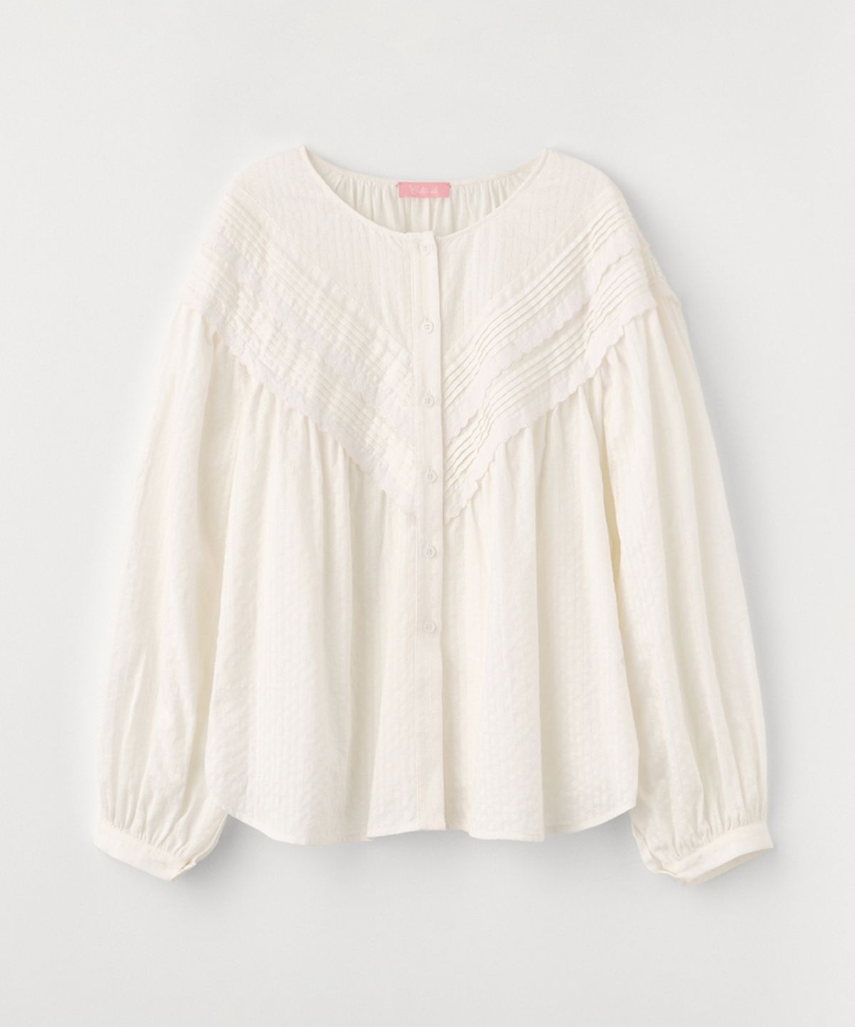 셀리테일즈(CELITAILS) COTTON LACE PIN-TUCK BLOUSE_IVORY