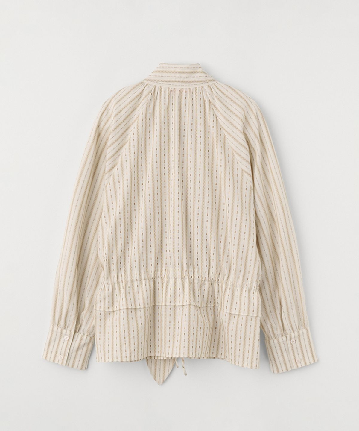 셀리테일즈(CELITAILS) STRIPED SHIRRING TIE BLOUSE_BEIGE