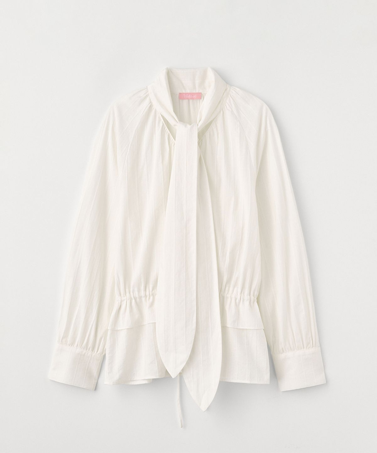 셀리테일즈(CELITAILS) SHIRRING TIE BLOUSE_WHITE