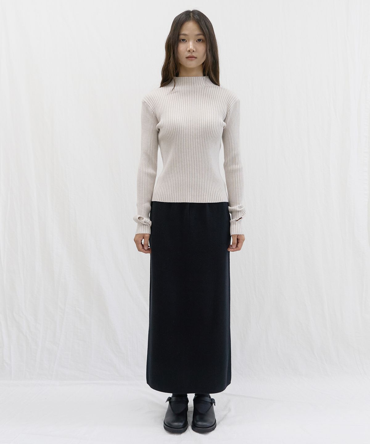 줄리아페페(JULIAPEPE) Half-neck Knit Pullover (Beige)