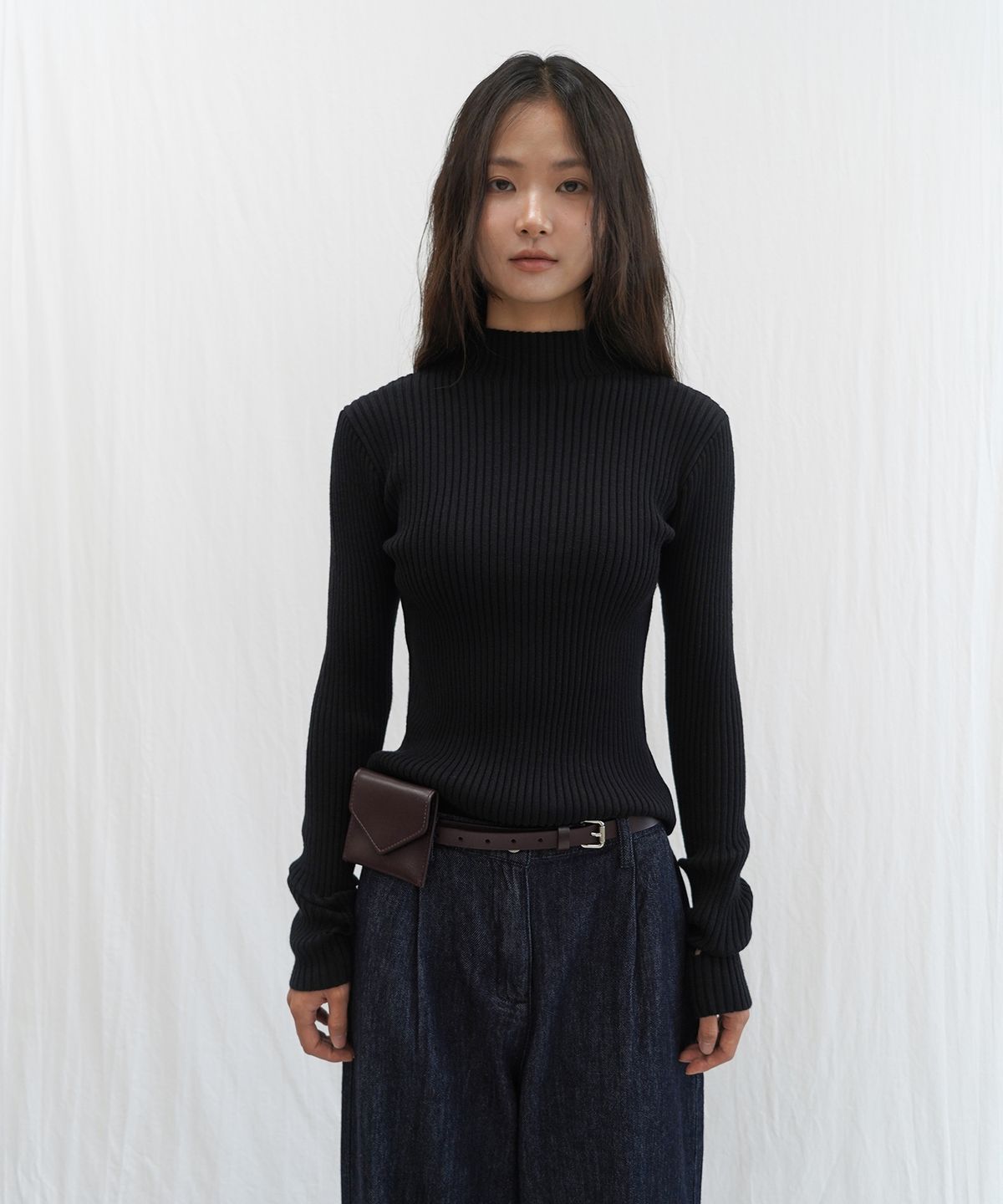 줄리아페페(JULIAPEPE) Half-neck Knit Pullover (Black)