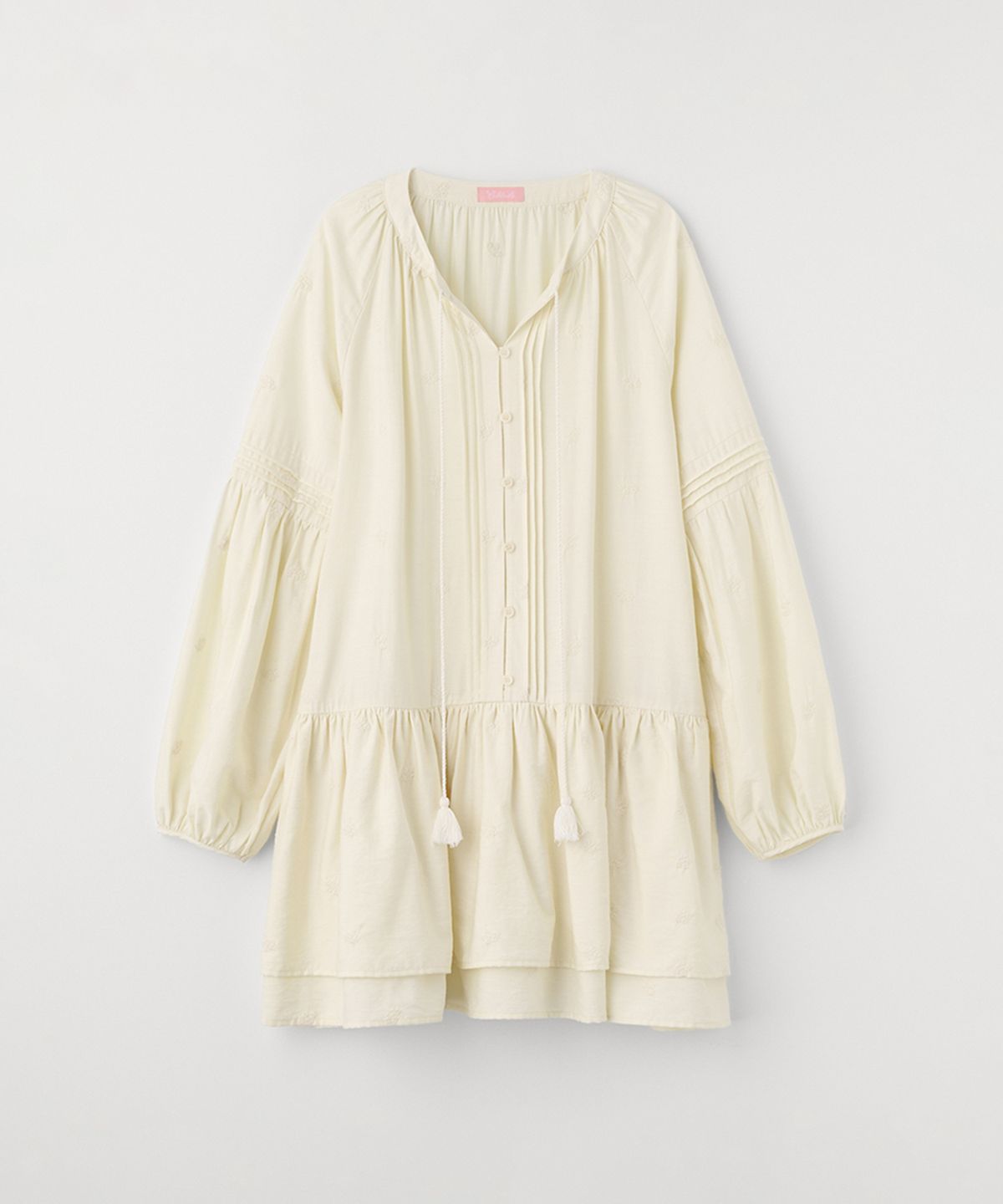셀리테일즈(CELITAILS) EMBROIDERED PEASANT MINI DRESS_CREAM