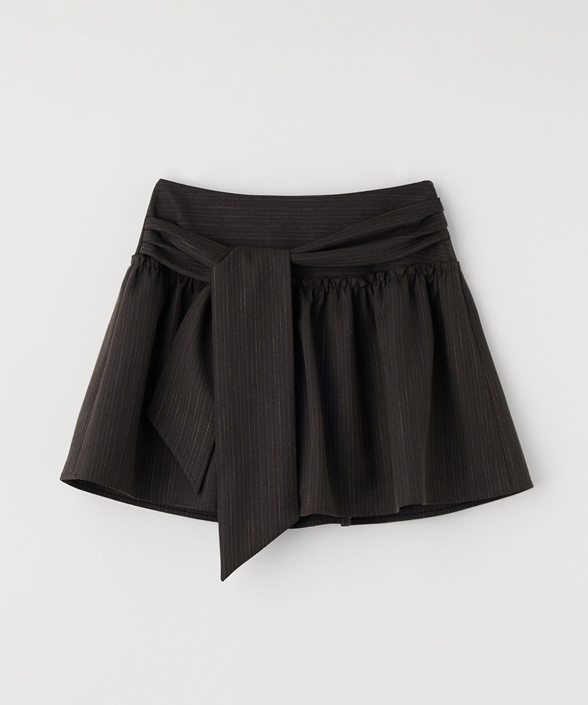 셀리테일즈(CELITAILS) STRIPED BOW-TIE MINI SKIRT_DARK BROWN